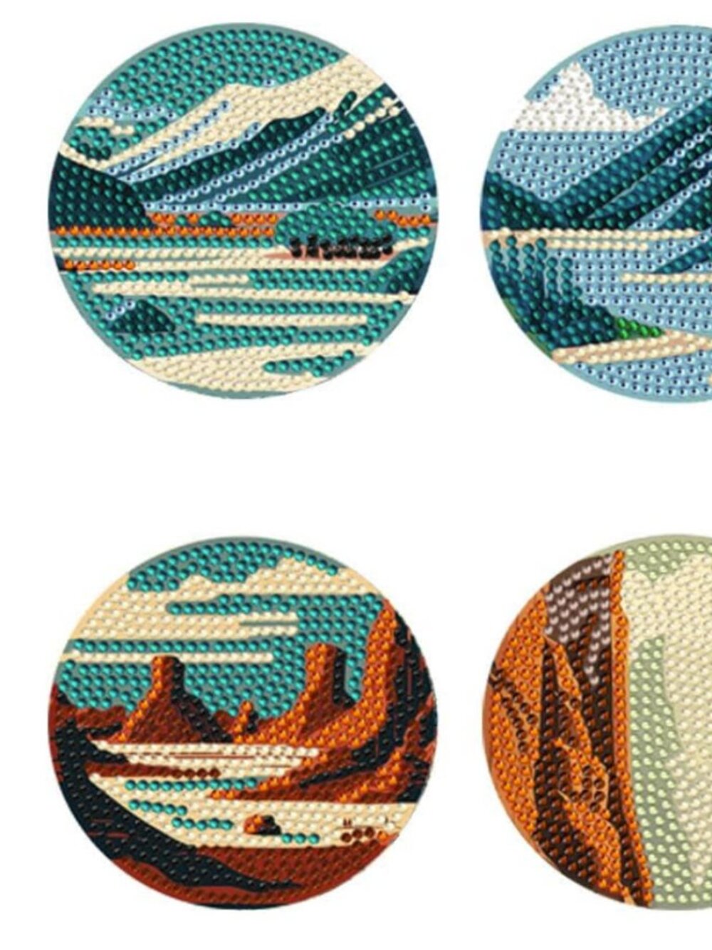 8-Piece Scenic Landscape Diamond Art Coaster Kit – Nature & Mountains